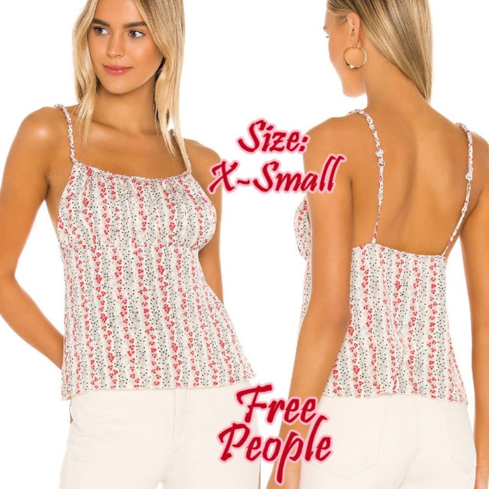 Free People Donna Printed Satin Cami - Ivory Combo -